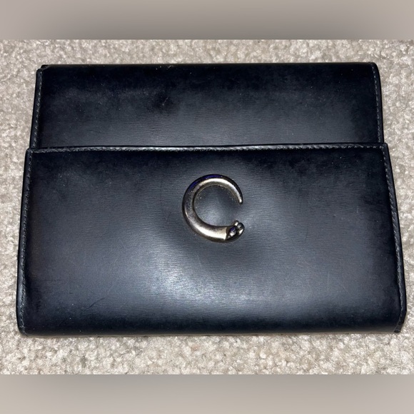 Cartier Handbags - CARTIER PANTHERE Trifold Wallet Black Silver Hardware Medium Ladies Vintage